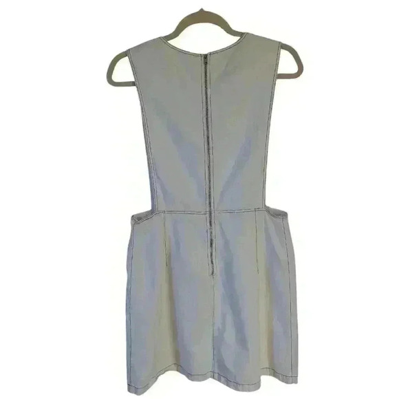Zara Off-White Denim Pinafore Dress - Size L - Picture 4 of 4
